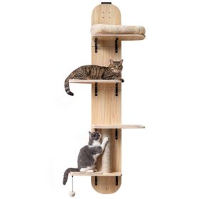 Door Hanging Cat Climber 4-level Height Adjustable With Plush Bed Teasing Ball Jute Rope Scratching Post (Option: Beige  Natural)