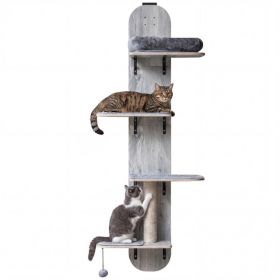 Door Hanging Cat Climber 4-level Height Adjustable With Plush Bed Teasing Ball Jute Rope Scratching Post (Option: Grey  Natural)