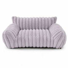 Cute Cat Couch For Pets - Fluffy Cat Beds With Premium Soft Corduroy Fleece, Fuzzy Cats Beds For Indoor Cats With Removable Washable Cover, Suppo (Option: Light grey-M)