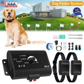 Electric Dog Fence System Pet Tone Shock Boundary Containment Water Resistant Collar Receiver For Small Medium Large Dog (Color: Black)