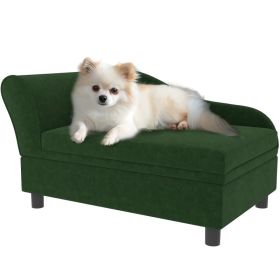 Pet Sofa Bed For Cats And Small Dogs With Storage, Comfortable Pet Couch With Hidden Storage Compartment, Soft Cushioned Indoor Dog Sofa Bed, Gre (Option: Green)