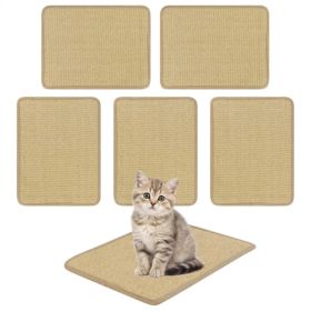 16 x 12 Inch Natural 6-Piece Cat Scratching Mats, Sisal Material Anti-Slip Latex Backing Furniture Protector (Option: default title)